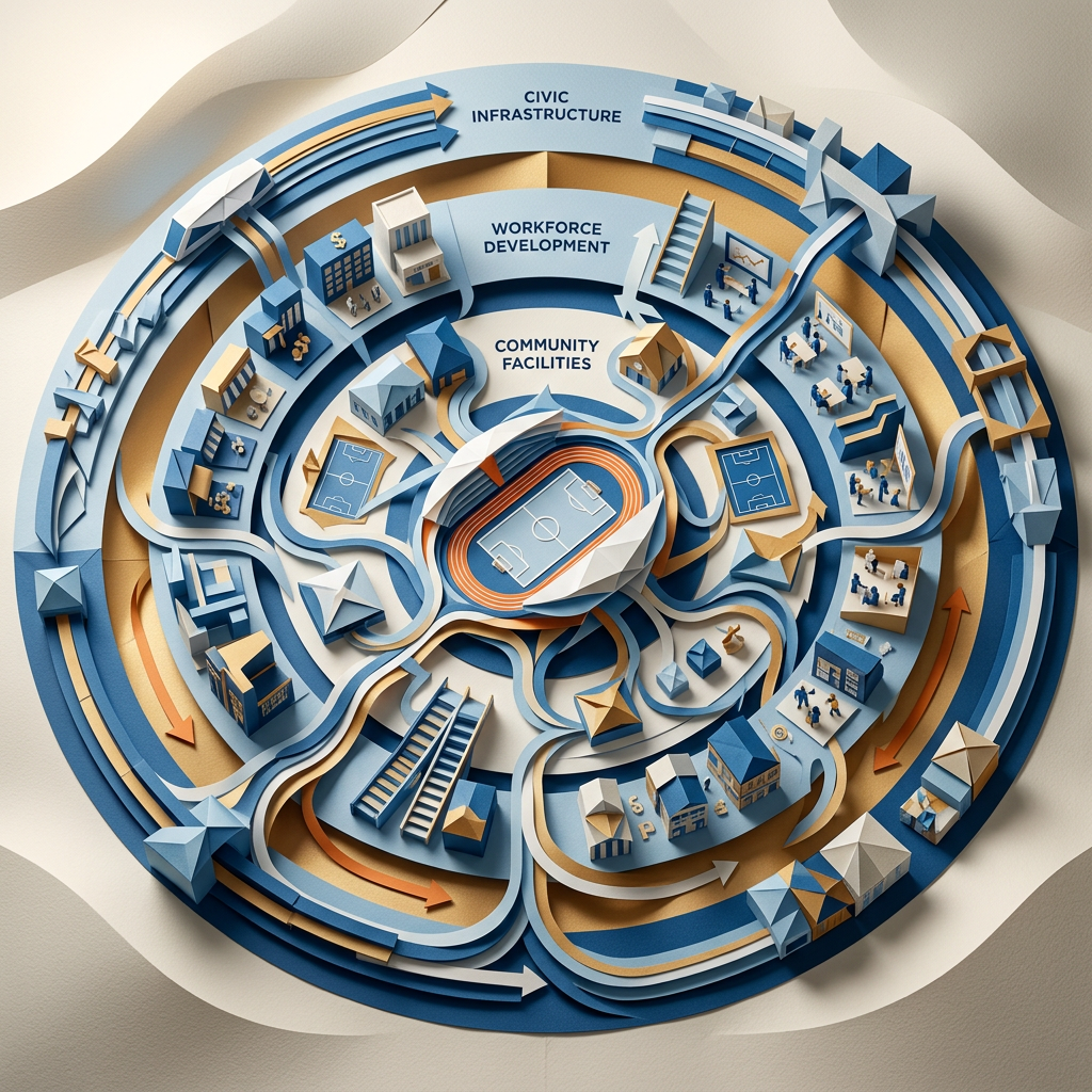 Diagram linking civic infrastructure, workforce development, and community facilities