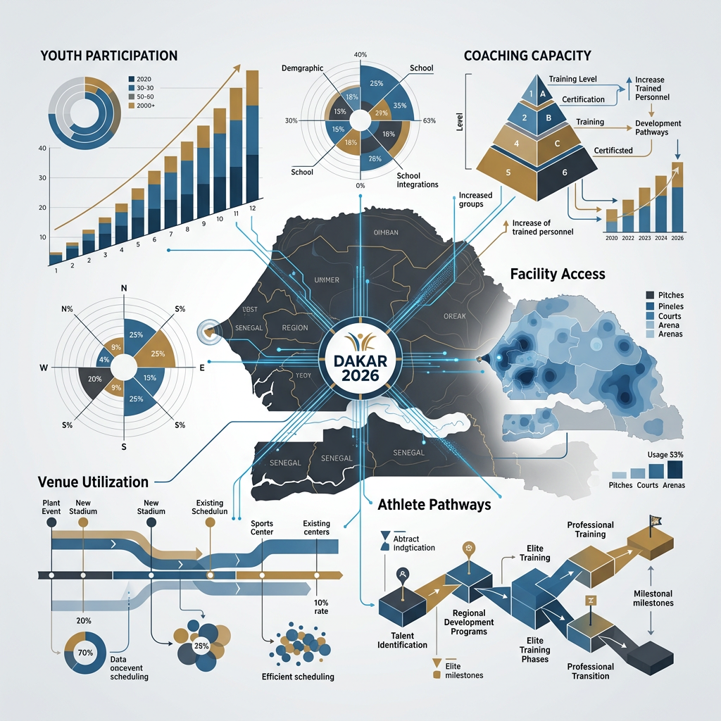 Dakar 2026 infographic showing sports participation and development pathways